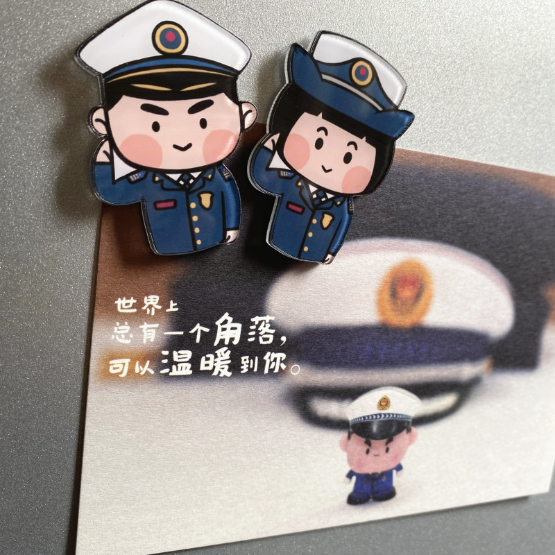 Fun Police Amenity: Set Off a Trend with Female Police Cartoon Refrigerator Stickers