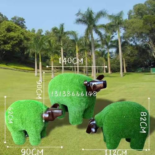 玻璃钢草皮动物羊模型园林草地仿绿植牛雕塑摆件仿真梅花鹿群树脂装饰